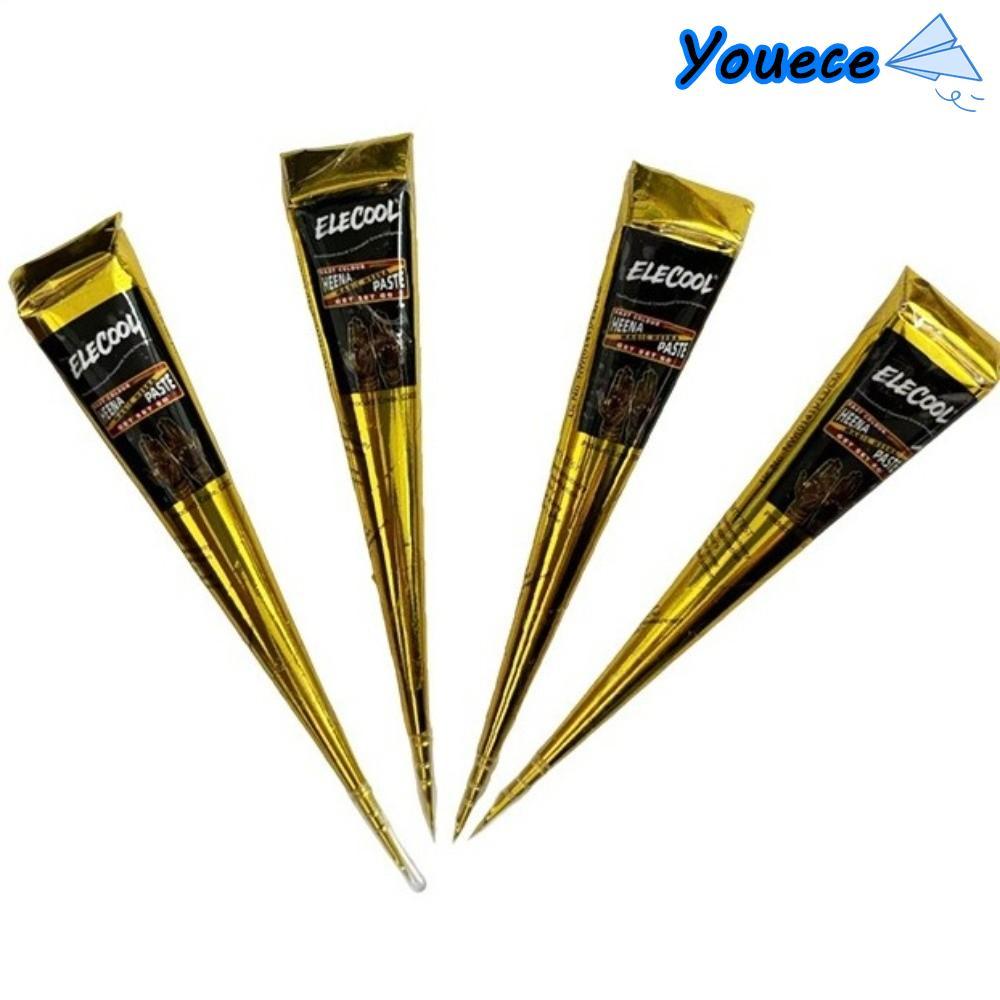 YOUCE Henna Tattoo Cream, Màu nâu đen Bán vĩnh viễn Henna Paste Cone, Henna Tattoo Cream Tạm thời Dễ