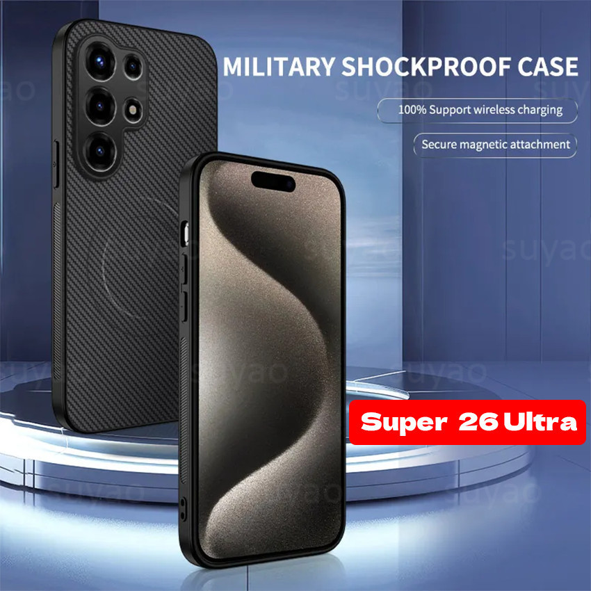 Dành Cho Itel Super 26 Ultra 26Ultra S26 S26Ultra Ốp Điện Thoại Sợi Carbon Họa Tiết Da Từ Tính Vỏ Su
