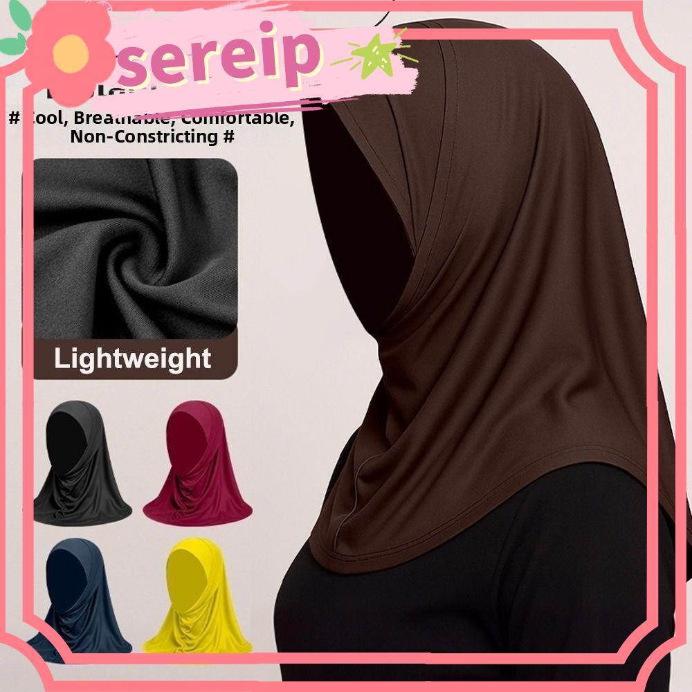 Khăn Hijab nữ SEREIP, Khăn Hijab bảo vệ cổ bằng lụa băng, Spandex thanh lịch màu trơn nhẹ để mặc Hij