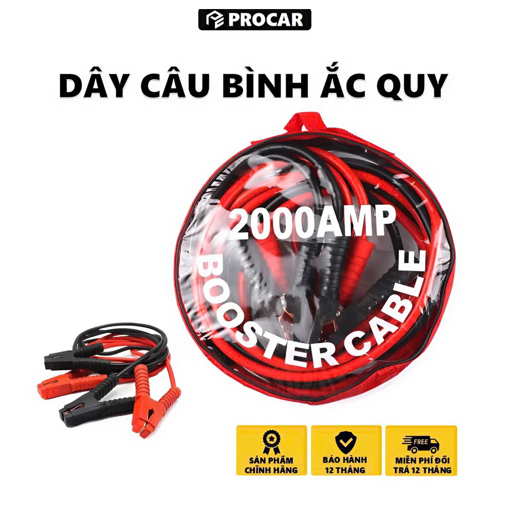 Dây câu bình acquy ôtô 1000A-2000A-3000A câu sạc, kích khởi động ôtô , dây cứu hộ xe tải, xe hơi, xe