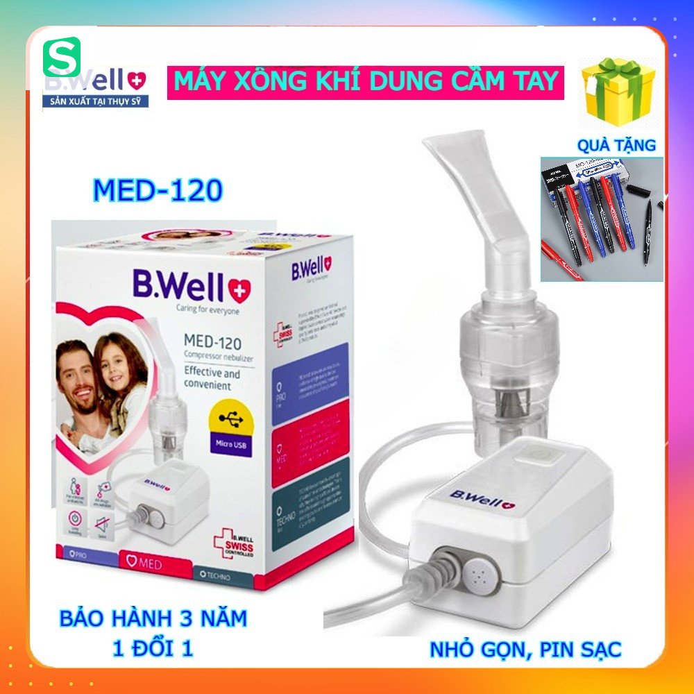 [HỎATỐC] Máy xông khí dung B.Well Swiss MED-120 - Xông mũi họng Bwell Med120 nhỏ gọn - Chính hãng Th