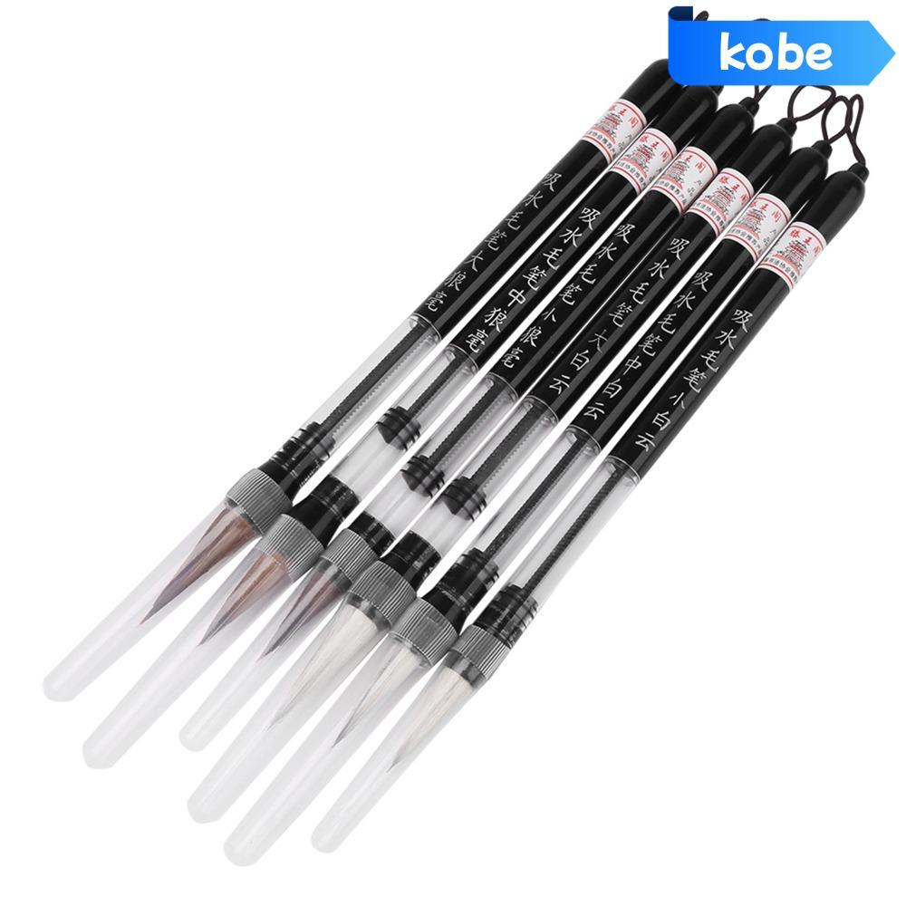 KOBE 6 Cái Bút Cọ Trung Quốc, Bàn Chải Trắng / Nâu Piston Fill Design Bút Cọ Nước, Dụng Cụ Viết Có T