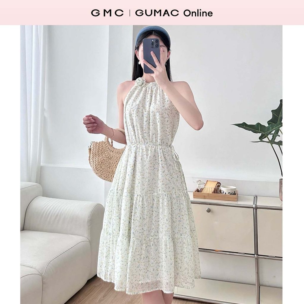Đầm nữ suông cổ yếm thời trang GUMAC DE07007