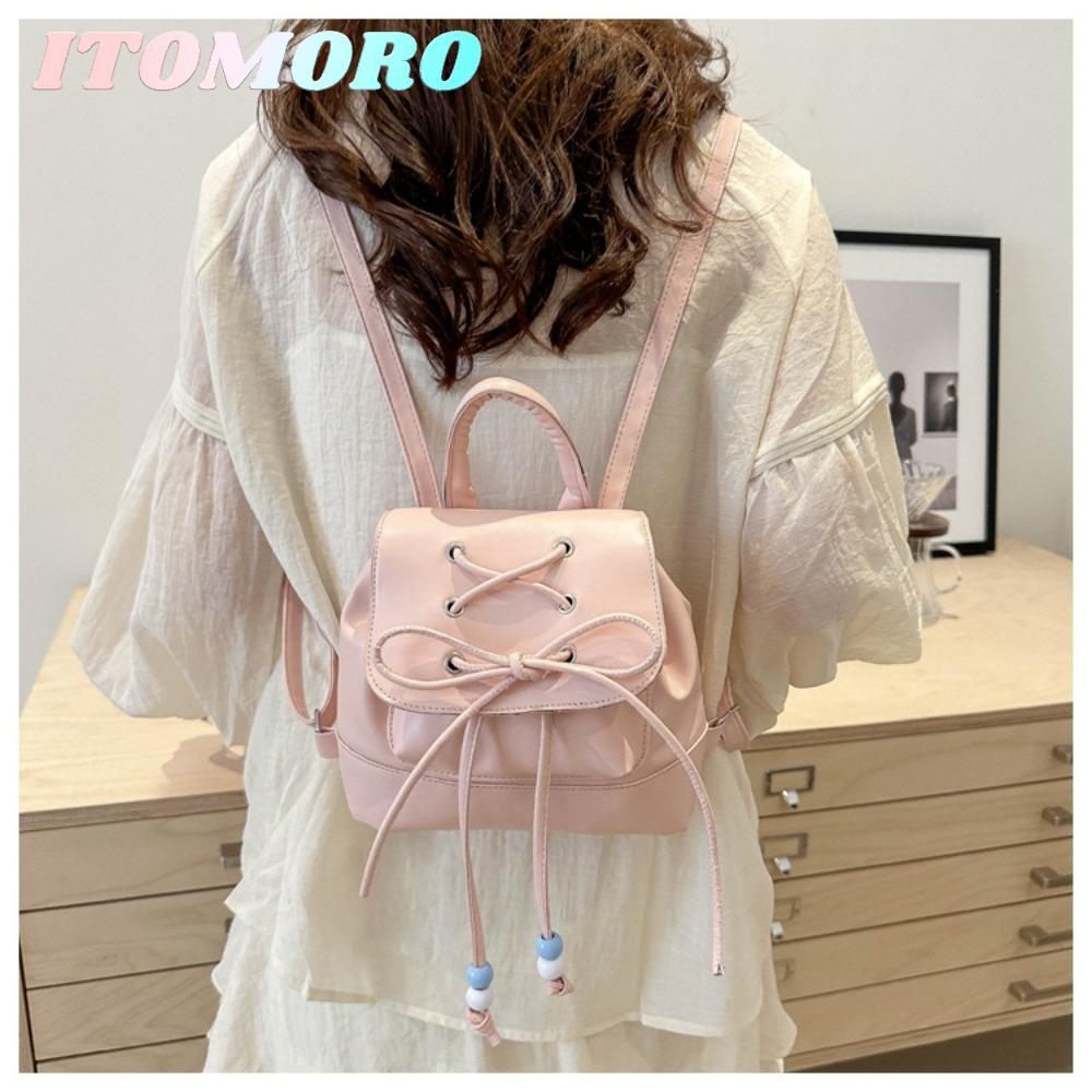 Ba lô nữ ITOMARO, Ba lô đi học dây rút bằng da PU, Túi đi học Mini dung lượng cao thời trang dành ch