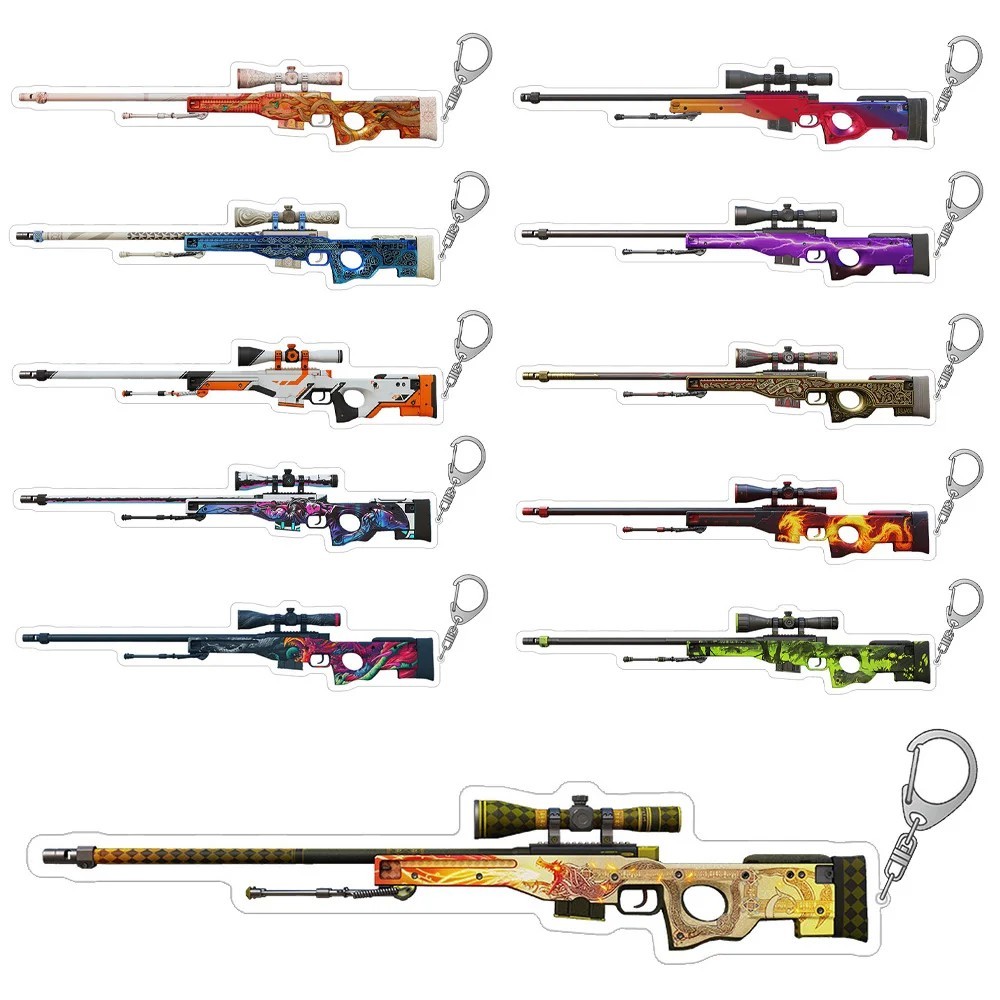 Móc khóa Game CS2 CSGO hình súng AWP Skin Medusa Dragon Lore Oni Taiji mô hình súng bắn tỉa Acrylic 