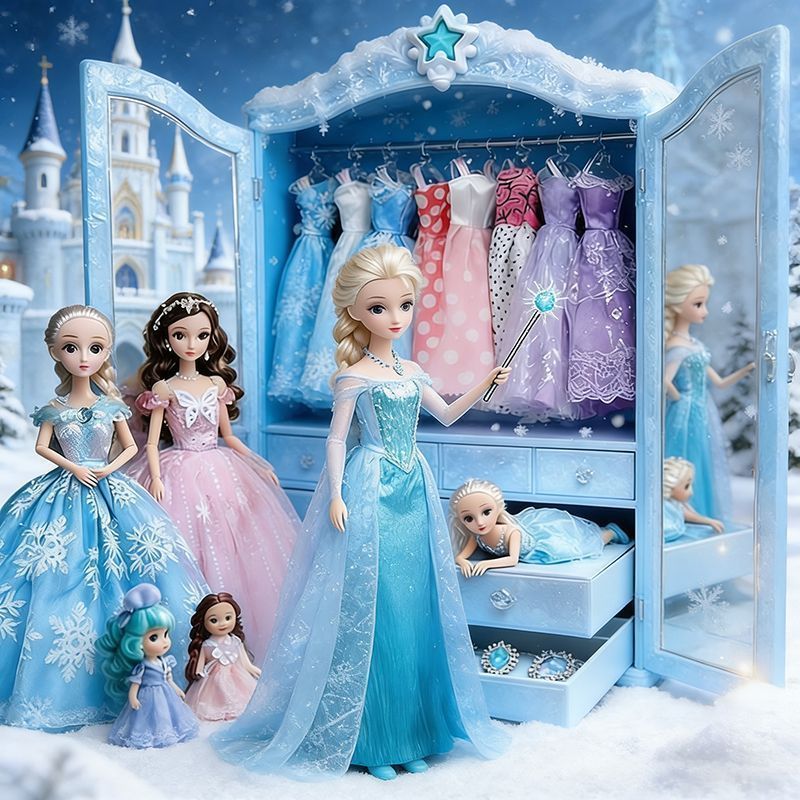 Quà Tặng Năm Mới Bộ Búp Bê Lisa Elsa Công Chúa Elsa Elsa Frozen Girl Đồ Chơi Trang Phục