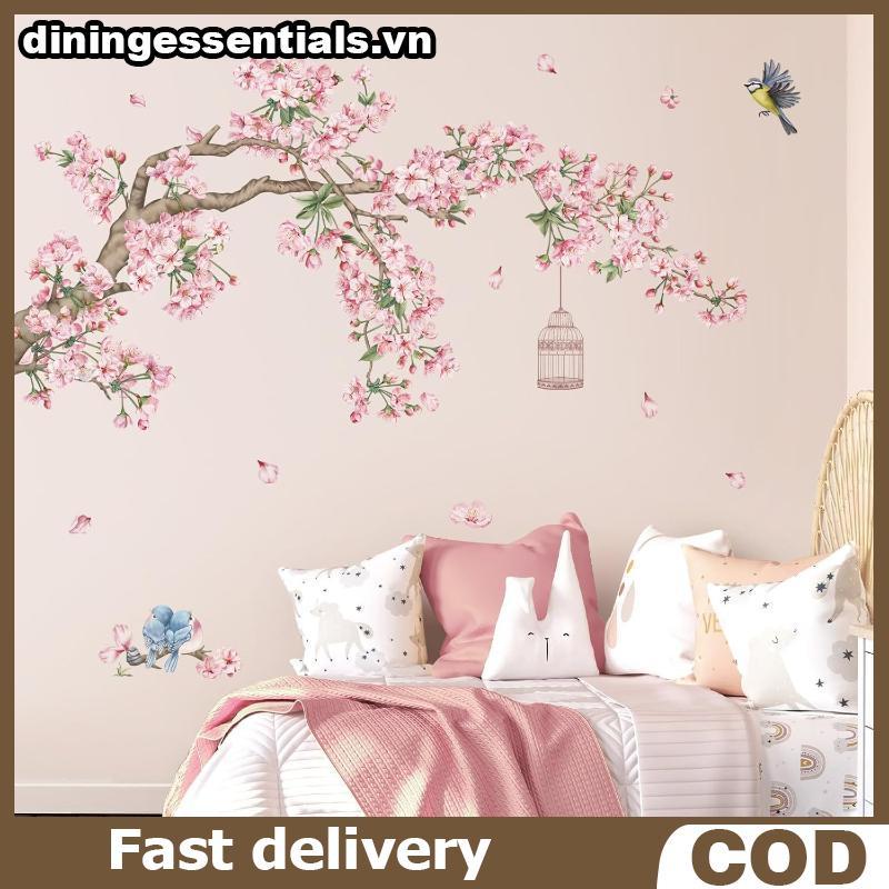 DN Hoa Anh Đào Cây Nhánh Đề Can Dán Tường Hoa Hồng Chim Treo Tường Phòng Ngủ Phòng Khách Sofa TV Bag