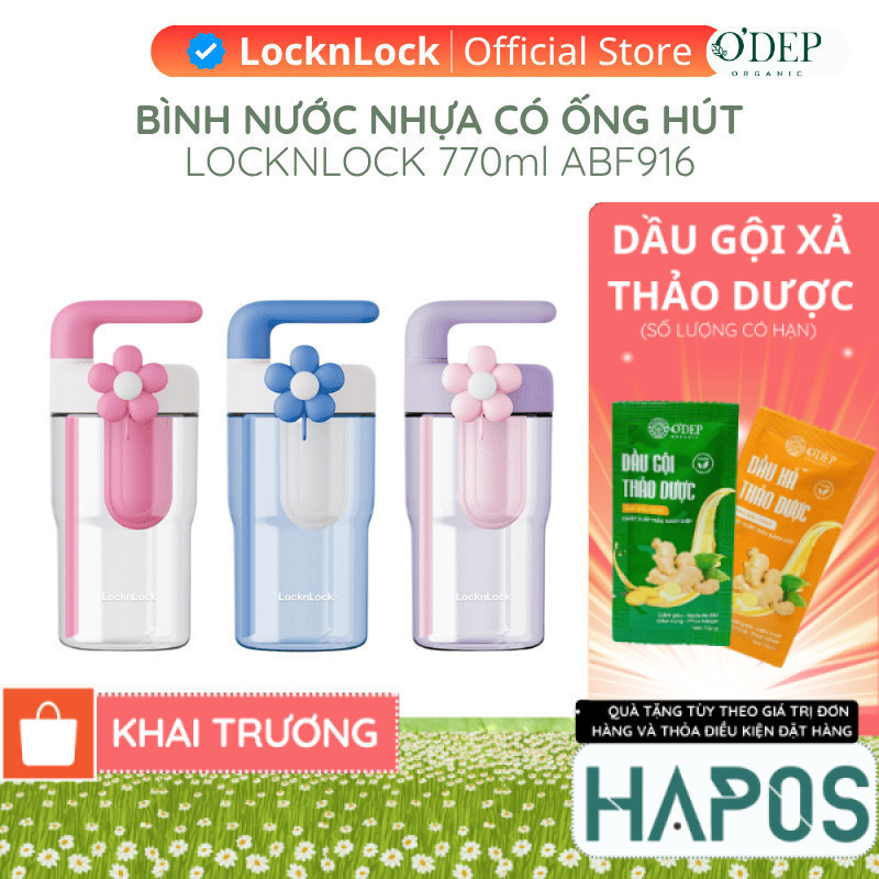 Bình nước nhựa LocknLock 770ml có ống hút và tay cầm Handy Infuser Bottle ABF916, Hàng chính hãng - 