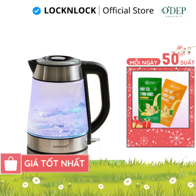 Ấm siêu tốc LocknLock 1.8L có LED, lưới lọc, bằng thủy tinh Glass Electric Kettle EJK256BLK - CHEAP 