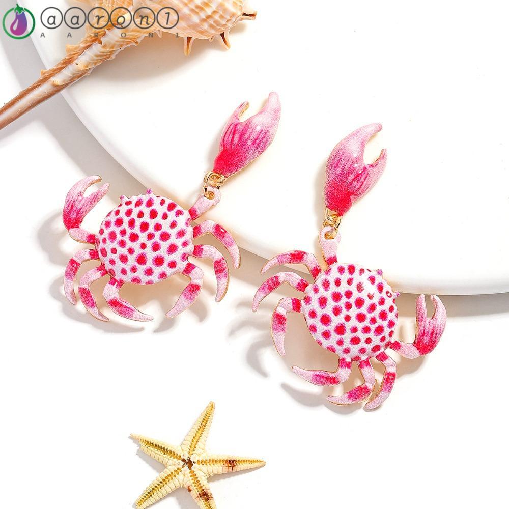 AARON1 Bông Tai Cua, Trang Sức Sáng Tạo Bông Tai Cua Hồng, Hợp Thời Trang Độc Đáo Vintage Cua Đỏ Món