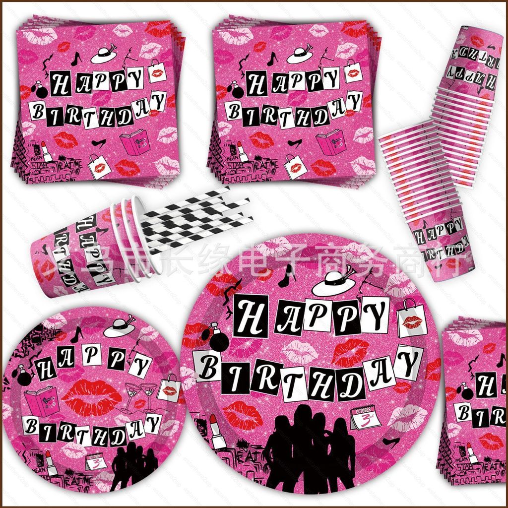 NP2 Mean Girls Theo Chủ Đề Trang Trí Kỷ Niệm Tiệc Khăn Trải Bàn Biểu Ngữ Bóng Đĩa Giấy Dùng Một Lần 