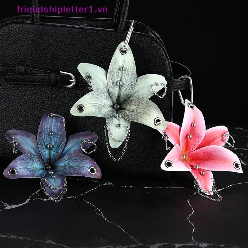 {FH Fashion} Creative Orchid Lily Mô phỏng Móc khóa hoa Phụ kiện trang trí ba lô thời trang.