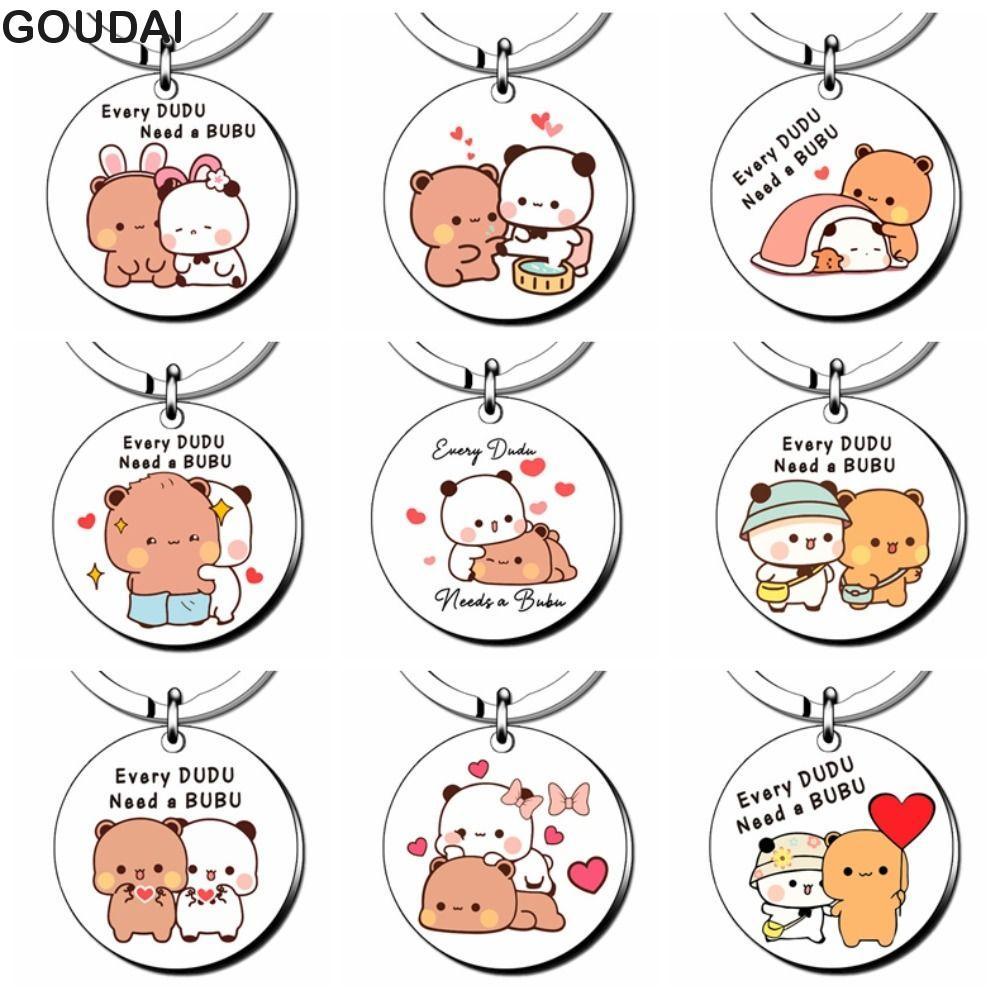 Móc chìa khóa GOUDAI Bubu Dudu, Mặt dây chuyền túi thép không gỉ Bubu Dudu, Gấu trúc và gấu Backapck