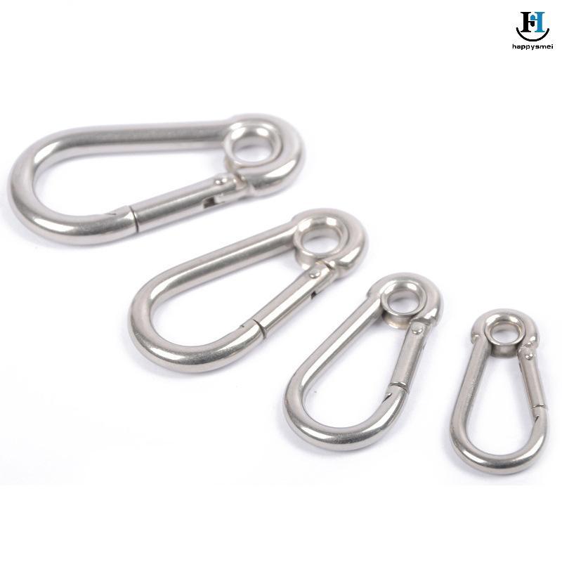 [GA] M4 M5 M6 M7 M8 Thép không gỉ Carabiner Carbine Snap Hook with Eyelet Spring Bule Key Ring [TH]