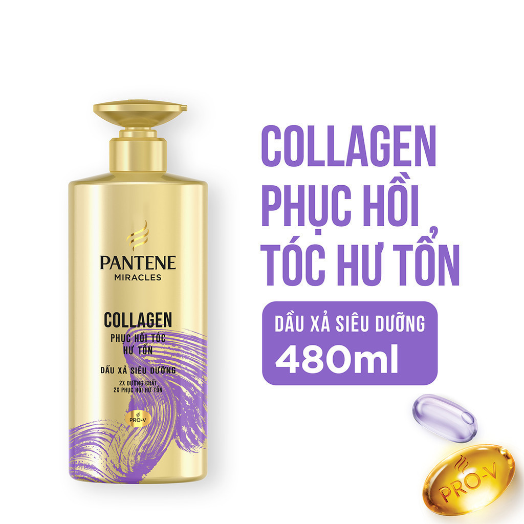 Dầu Xả Phục Hồi Hư Tổn Pantene 3 Minute Miracle Collagen Repair Intensive Serum Conditioner 480Ml