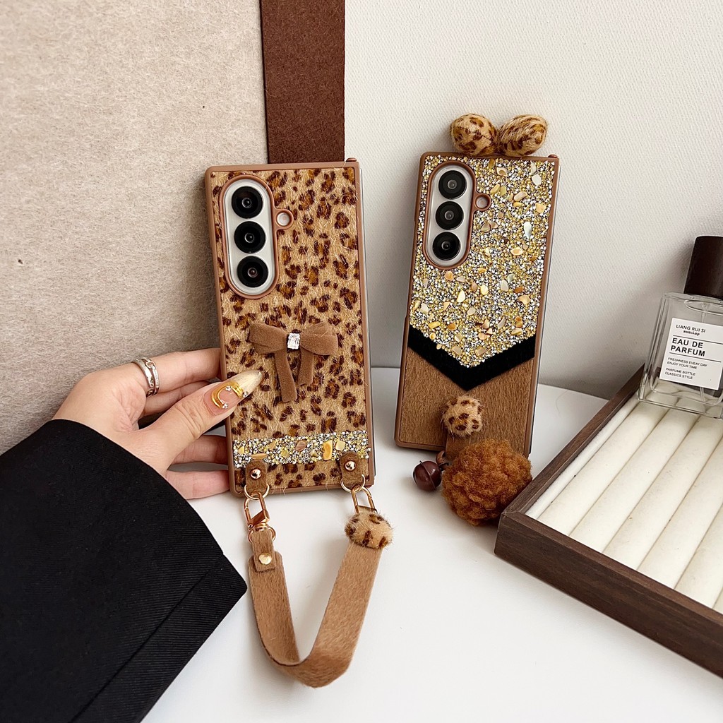 Dây Đeo Đeo Chéo Da Báo In Hình Dành Cho Samsung Galaxy Z Fold 7 6 5 4 3 Fold7 FOLD7 5G Dây Xích Lea