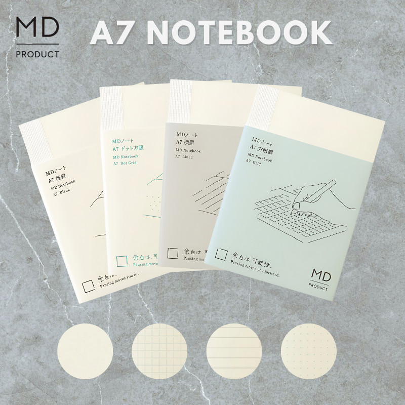 MIDORI MD Notebook MD paper A7 GRID/ LINE/ BLANK/ DOT MD PRODUCT DESIGNPHIL, Journal Japan