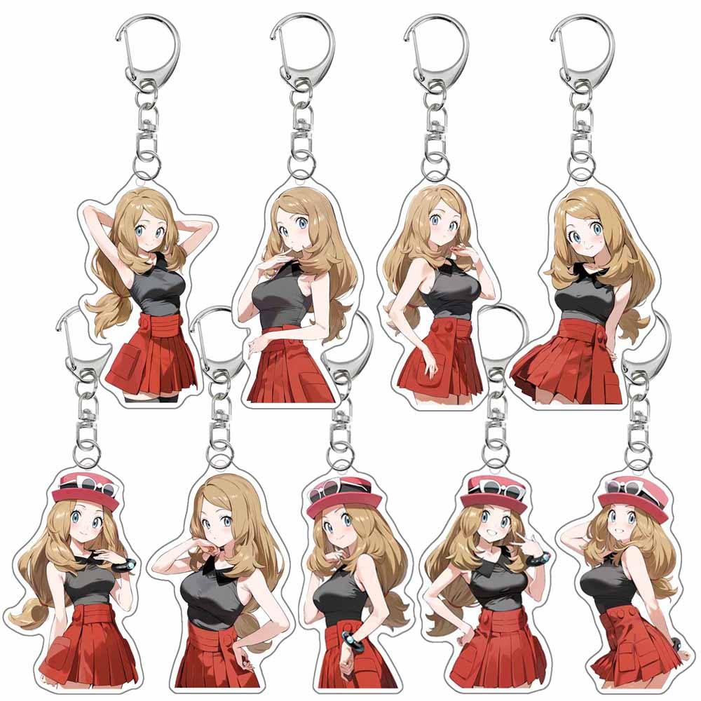 Pokemon Acrylic Keychain Anime Cartoon Serena Creative Key Chain Acrylic Bag Pendant Decoration Key 