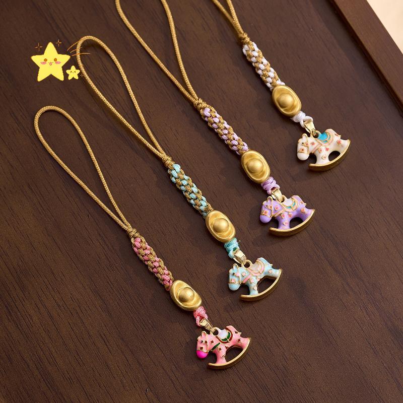 [JBTH] Móc khóa ngựa quay sành điệu Dây buộc ngựa may mắn dễ thương Mặt dây chuyền điện thoại Dopami