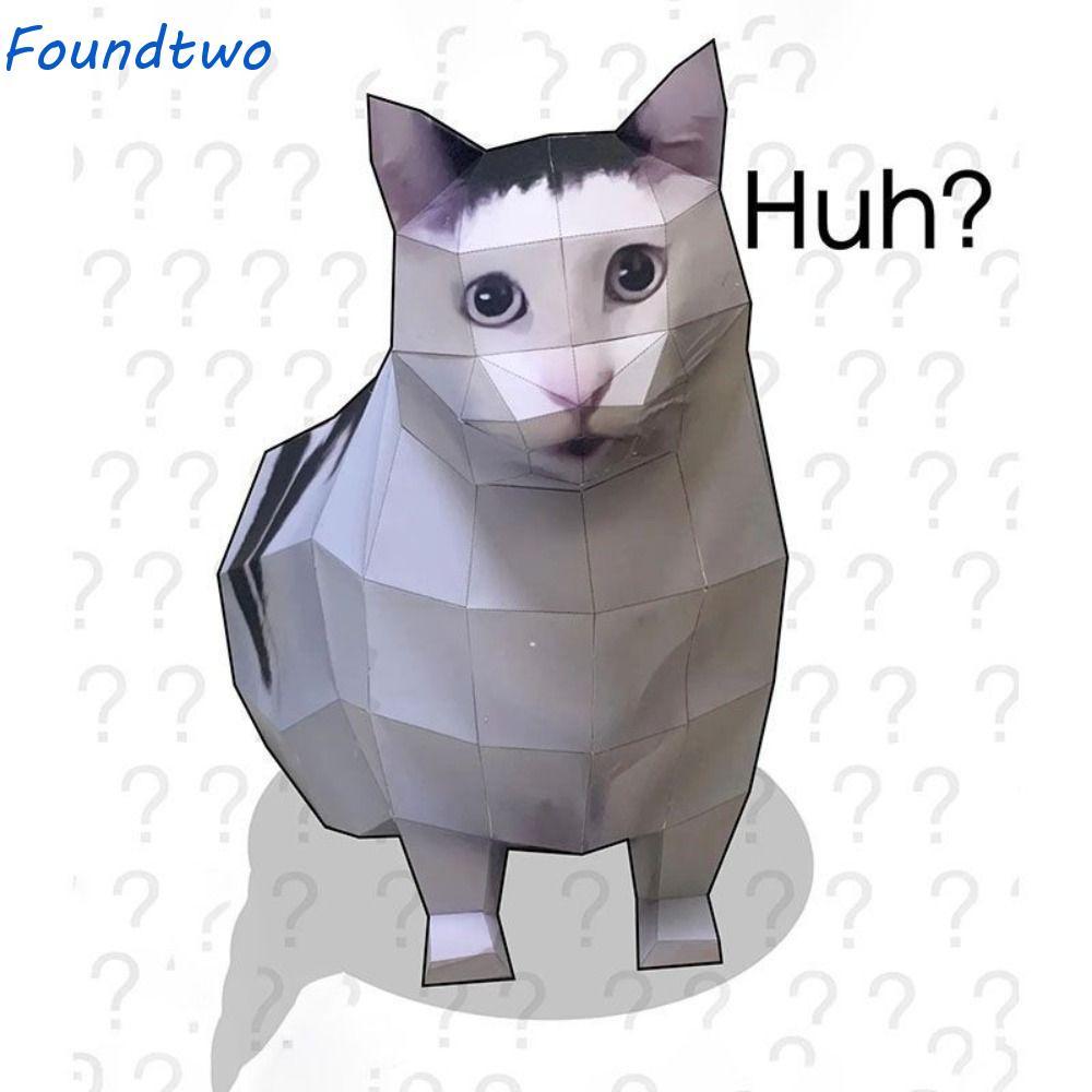 FOUNDTWO Giấy gấp 3D Cat, Oiiao Cat Huh Folding By Myself Cat Paper Model, Creative Rotating Cat Han