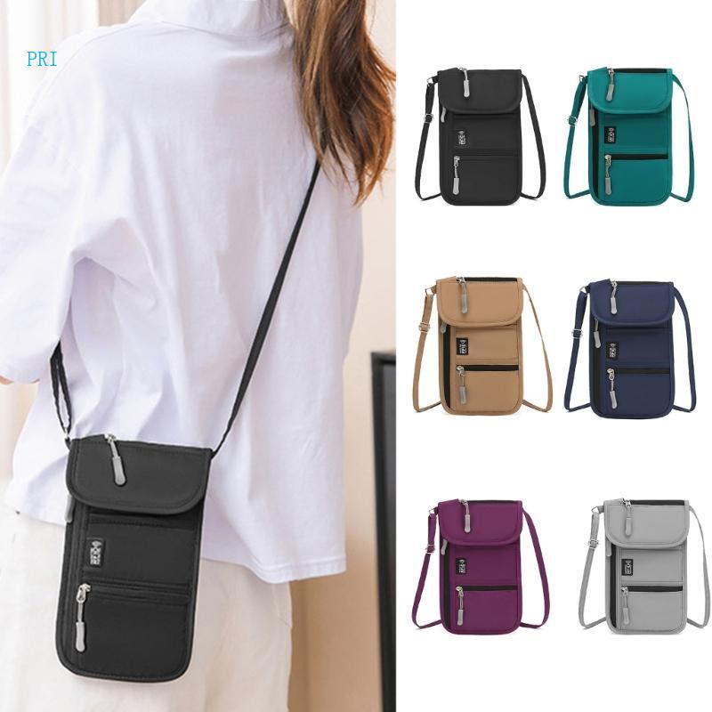 Pri Easy Access Passport Organizer Blocking Neck Wallet Túi đeo chéo vải Oxford