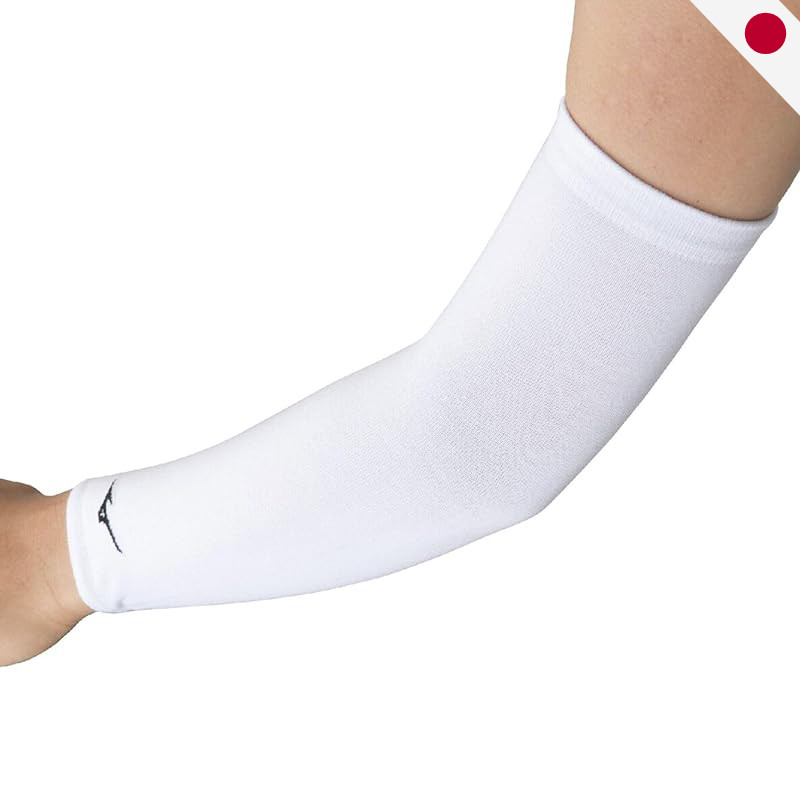 MIZUNO Volleyball Elbow Supporter (No Pad, Unisex) Long Type V2MYA110 White × Black One Piece