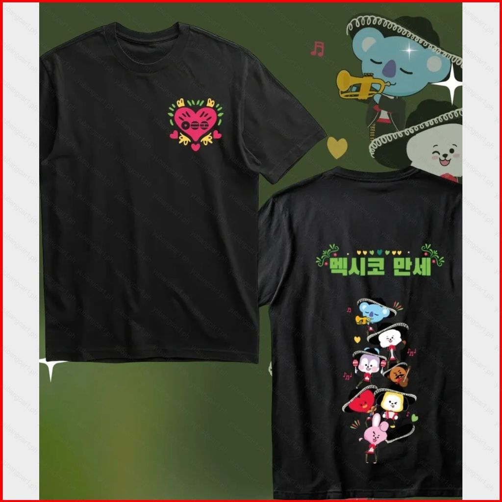 YB1 BTS BT21 J-HOPE JIN JUNK KOOK Áo thun ngắn tay áo KPOP tee BY1