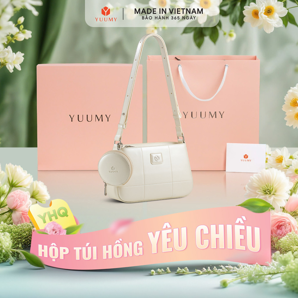 Bộ hộp quà YUUMY (Túi đeo chéo nữ YUUMY YN311 + Hộp quà YHQ2 + Túi giấy YTG2 + Túi rút BVR3838 + Thi