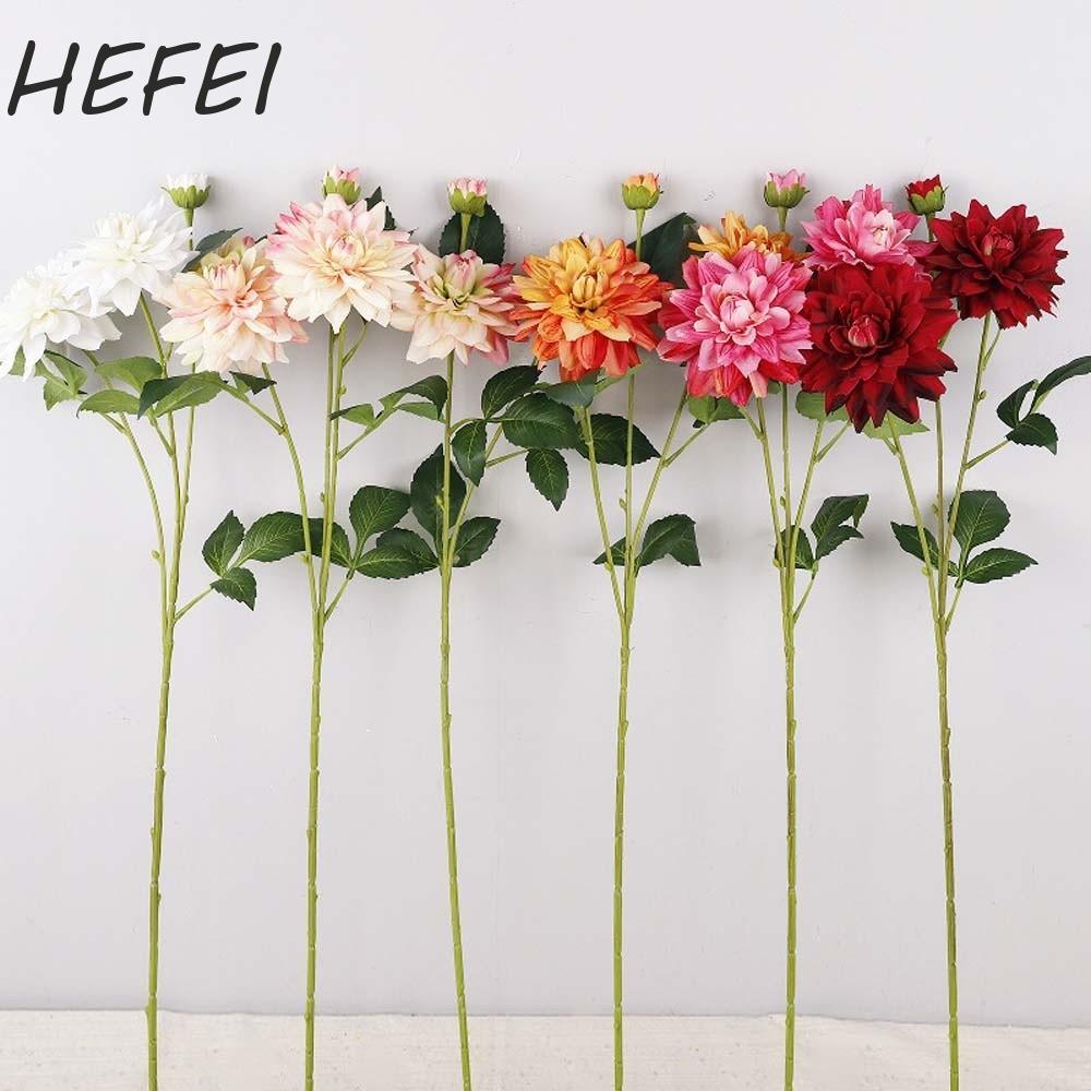 HEFEI Mô Phỏng Big Dahlia, Real Touch Handmade Nhân Tạo Hoa Dahlia, Cây Sắp Xếp Hoa 76cm Nhiều Màu S