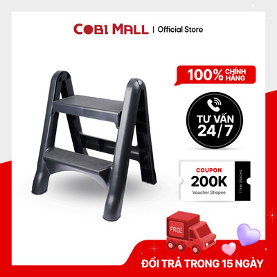 Thang đứng 2 bậc 63.5×58.3×76.8cm, nhựa PP - Mặt vân chống trơn trượt, gấp gọn tiện lợi - Cobihome
