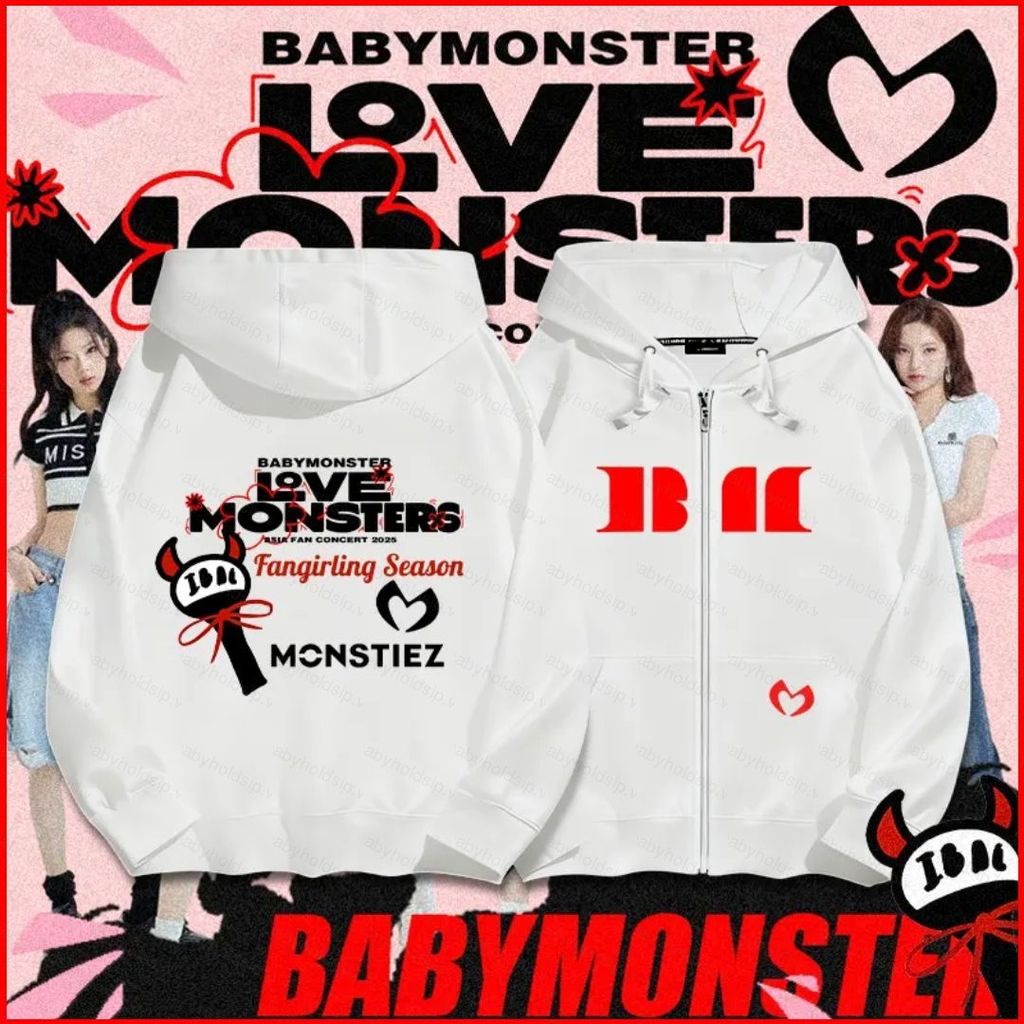 Áo hoodie BabyMonster AHYEON với khóa kéo, phù hợp mọi size từ XXS đến 6XL