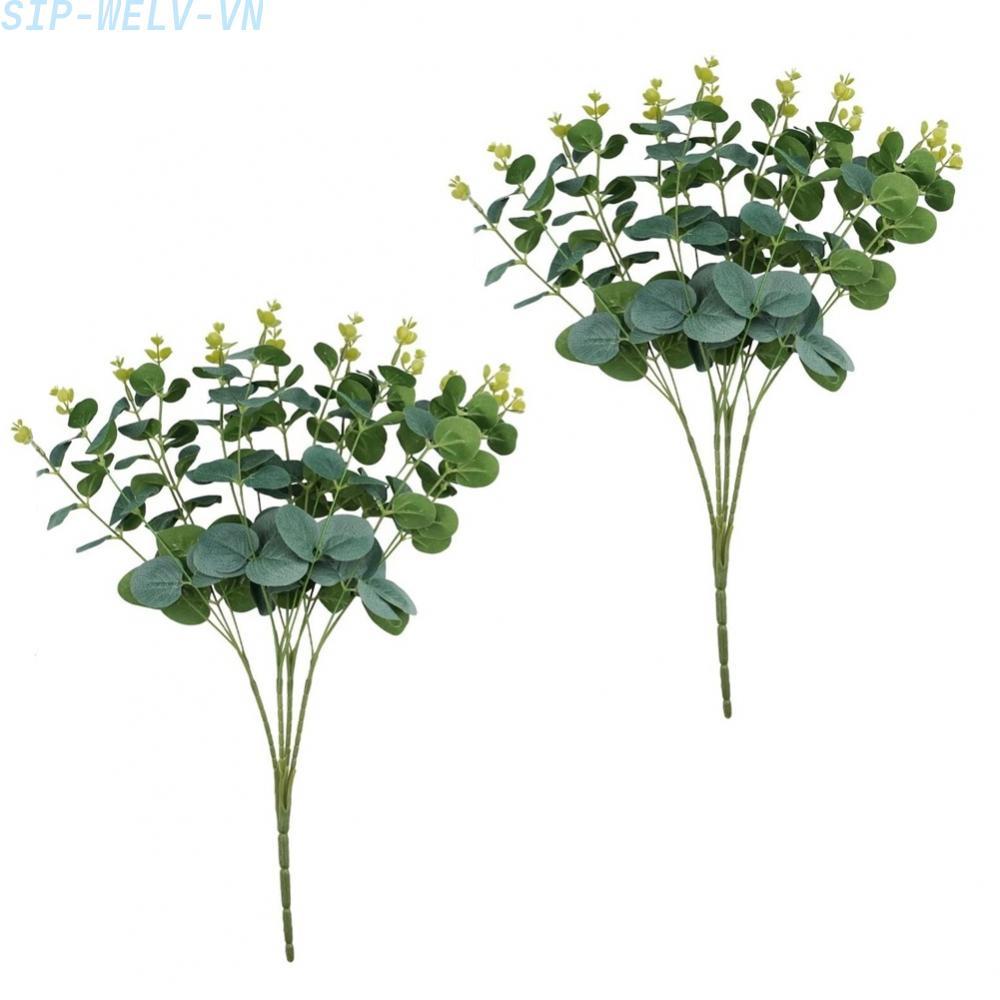 {WELV}Silk Eucalyptus Stems 47cm Artificial Leaves with Bendable Wire for Vase Fillers