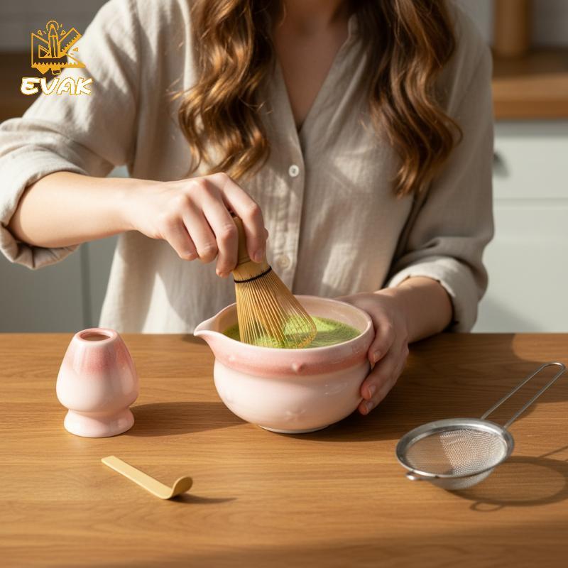 Alittlesetrtu Matcha Set Matcha Whisk Set, Bộ Matcha Gốm 5 Bộ Matcha Dành Cho Matcha Lovers Matcha B