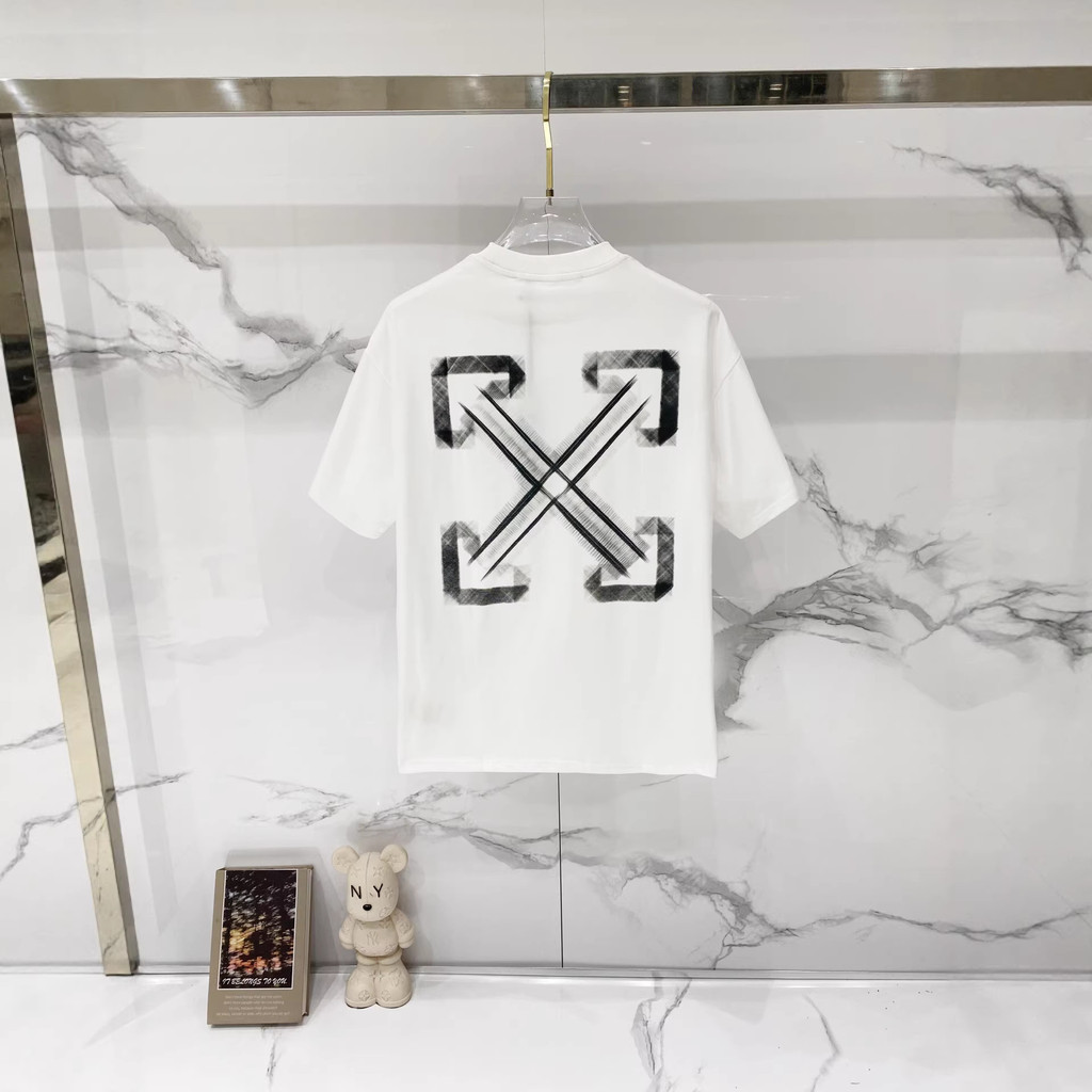 UW63 Off-White Pure cotton for summer Letter and large arrow print short sleeve shirt T T-shirt Coup