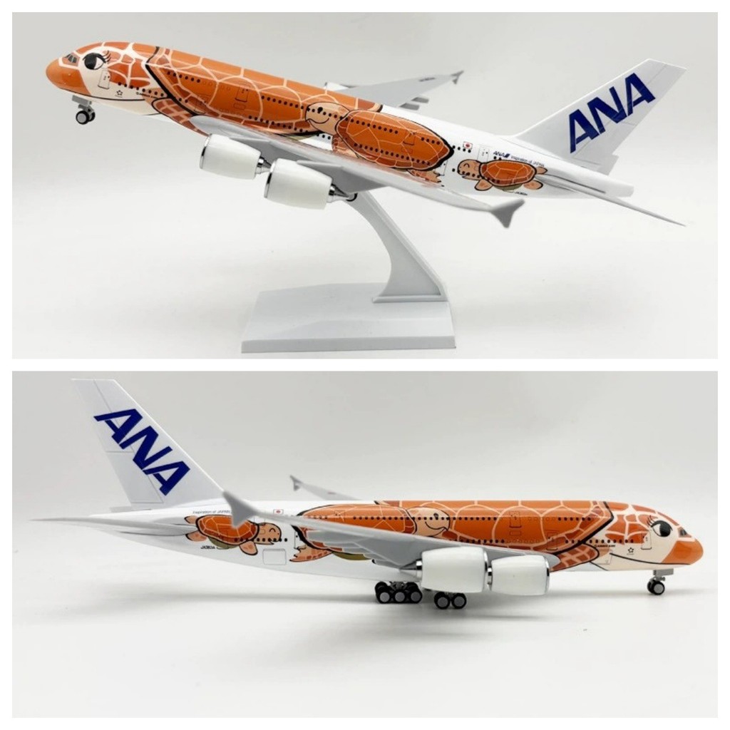 Mô hình máy bay 30CM Rùa màu cam A380 All Nippon Sky 380 Mô hình tĩnh nhựa