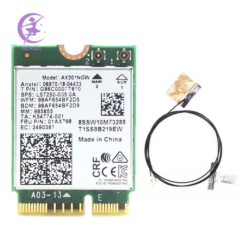 Thẻ WiFi AX201 AX201NGW với 2XAntenna M.2 CNVio2 2.4 Ghz / 5Ghz Ăng-ten thẻ WiFi Phụ kiện WiFi 6 300