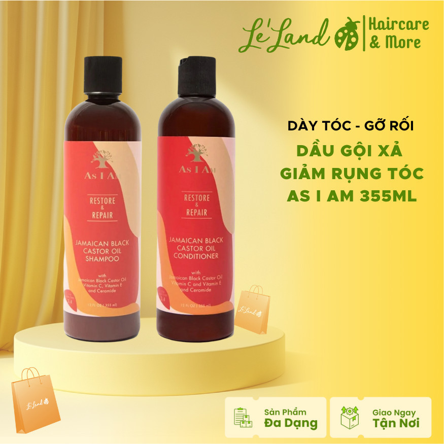 Dầu gội xả tóc chắc khoẻ As I Am Restore & Repair Jamaican Black Castor Oil 355ml