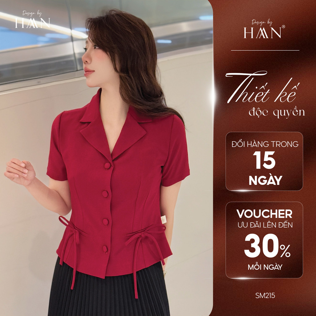 Áo Sơ Mi Nữ Công Sở Cổ Vest Màu Đỏ Hồng, Chất Liệu Mềm Mịn Thoáng Mát HAAN Design SM215