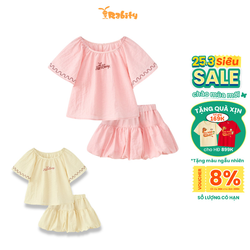 [VOUCHER 8% GIẢM 30K ĐƠN 299K] Bộ áo váy thô bé gái Rabity 957.011