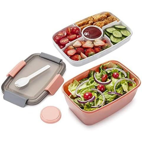 Hộp đựng cơm trưa salad Freshmage, Bát salad 52 oz với 3 ngăn, Hộp đựng salad đựng salad cho nắp đậy