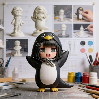 Cuckoo Gaga-Little Penguin [S + Phiên bản hàng đầu] Quản trị viên Hình chim cánh cụt Trang trí mô hình Quà tặng sinh nhật
