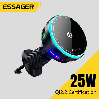 Essager Qi2.2 Giao thức Bộ sạc ô tô từ tính 25W có tích hợp làm mát không khí được nâng cấp Phiên bản hút mạnh