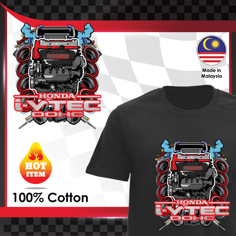 Mp 2025 X Honda I-vtec Dohc Performance Engine Áo thun cổ tròn 100% Áo sơ mi nam D-42