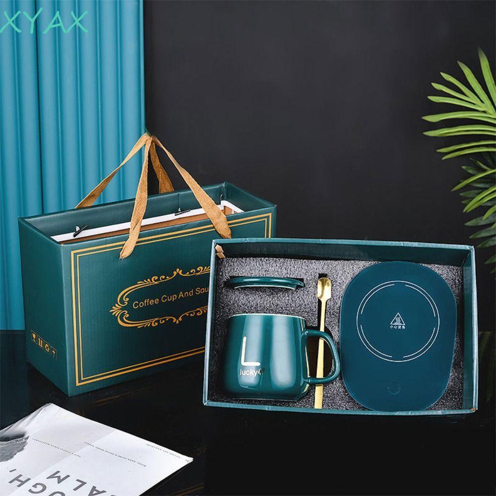 Tấm sưởi ấm cốc cà phê XYAX, Bộ cốc sưởi ấm thông minh điều khiển nhiệt, Coaster Green Ceramic Eco-F