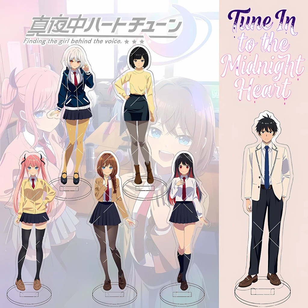 Standee Anime Tune In to the Midnight Heart mô hình mica 15cm Mayonaka Heart Tune trang trí bàn học 