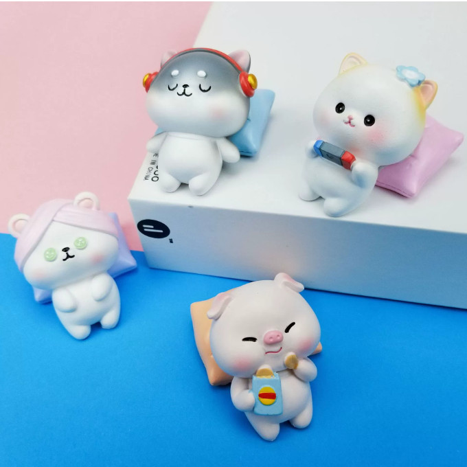 Phụ Kiện Trang Trí thú nằm relax decor phòng Ngủ Bàn Học, kệ tủ XiuXiu DIY Store