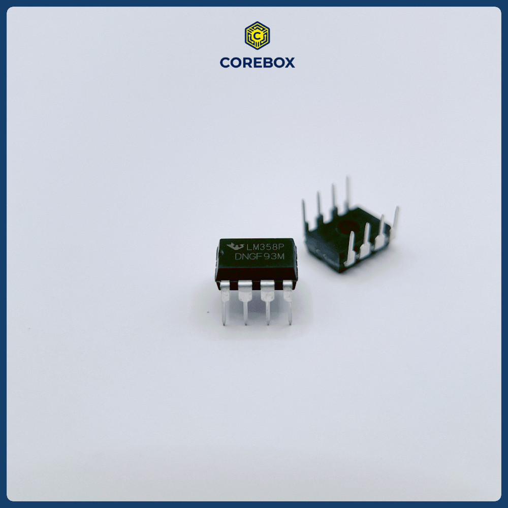 IC Khuếch Đại Thuật Toán Kép LM358 DIP-8 (Gói 10 con) - Op-Amp / Bộ So Sánh Điện Áp - CoreBox