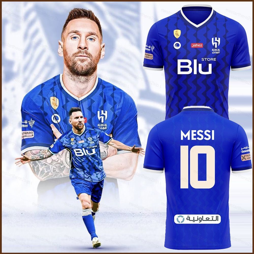 NP2 2022-2023 Al Hilal Saudi Nhà Lionel Messi Jersey Áo Bóng Đá Người Hâm Mộ Tay Ngắn Thể Thao Tee U