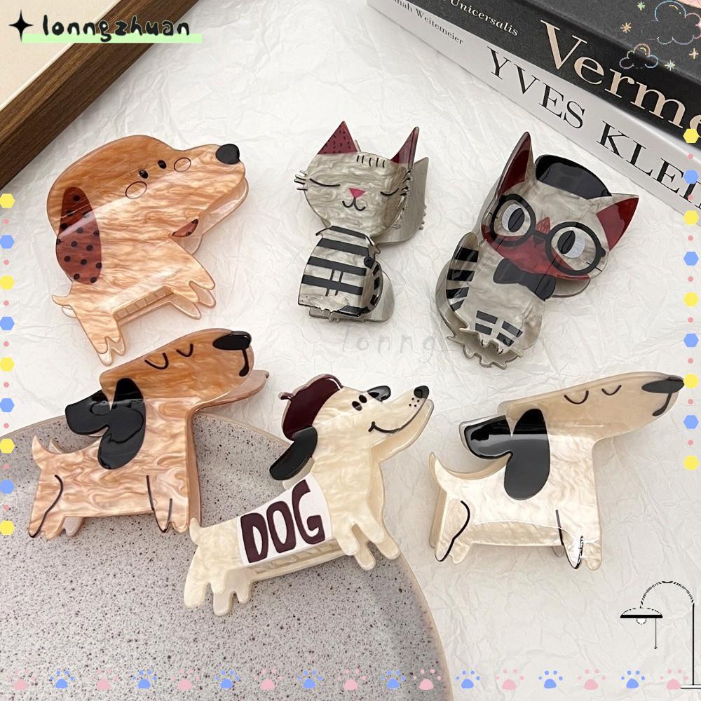 LONNGZHUAN Lấy Kẹp, Acetate Acrylic Acetate Kẹp Tóc, Phụ Kiện Tóc Hoạt Hình Chó Con Mèo Con Móng Vuố