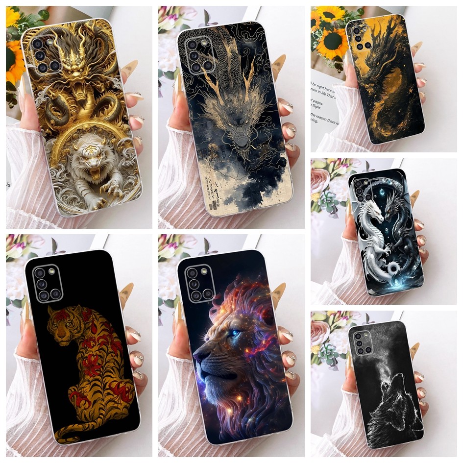 Dành Cho Samsung Galaxy A31 Vỏ SM-A315F SM-A315G Ốp Lưng Điện Thoại Rồng Sư Tử Sói Hoạt Hình Silicon